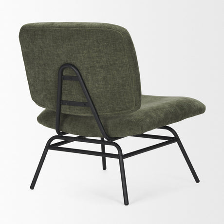 Nora Forest Green Fabric w/ Matte Black Metal Legs Accent Chair by Mercana at Eve Furniture