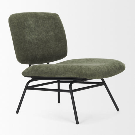 Nora Forest Green Fabric w/ Matte Black Metal Legs Accent Chair by Mercana at Eve Furniture