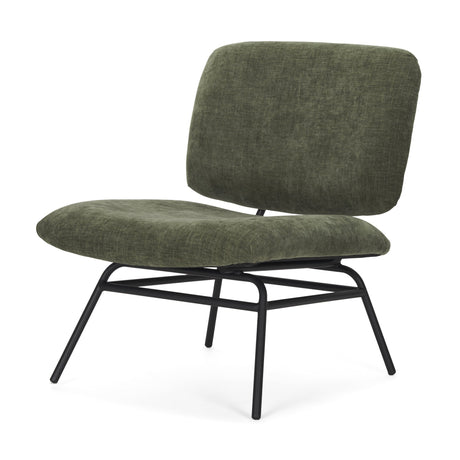 Nora Forest Green Fabric w/ Matte Black Metal Legs Accent Chair by Mercana at Eve Furniture
