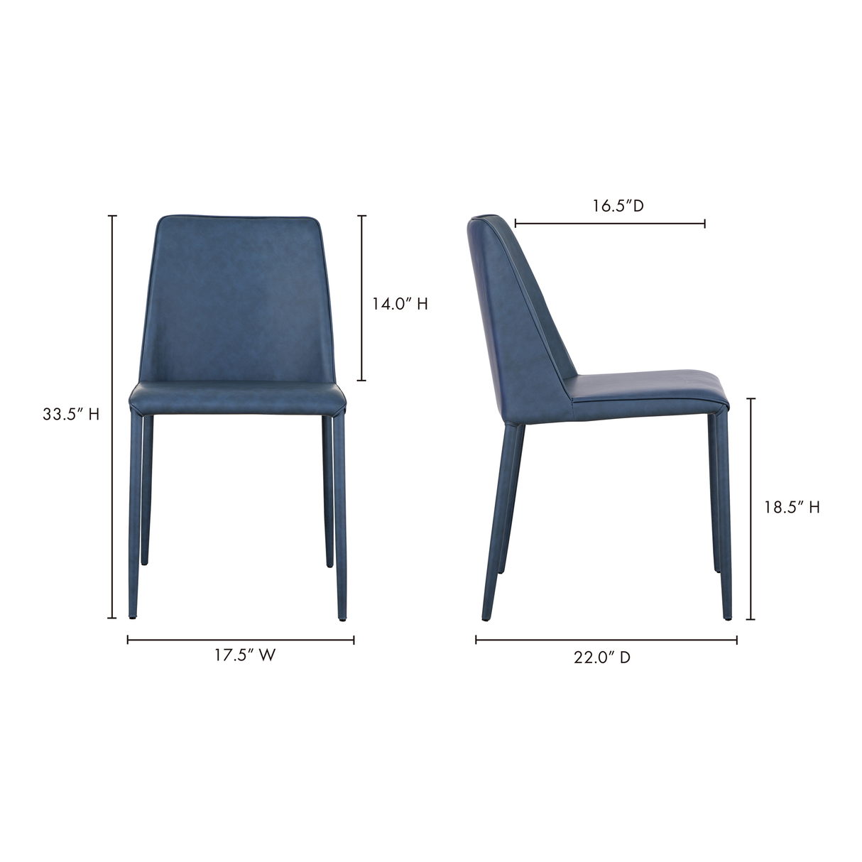 Nora Ocean Cavern Grey Vegan Leather Dining Chair (Set of 2) by MOES at Eve Furniture