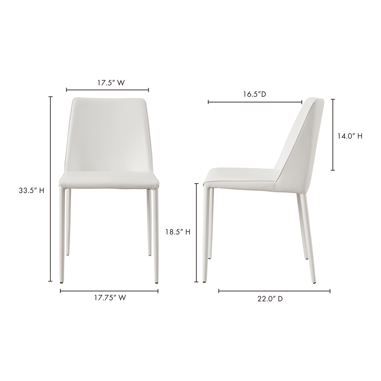 Nora White Vegan Leather Dining Chair (Set of 2) by MOES at Eve Furniture
