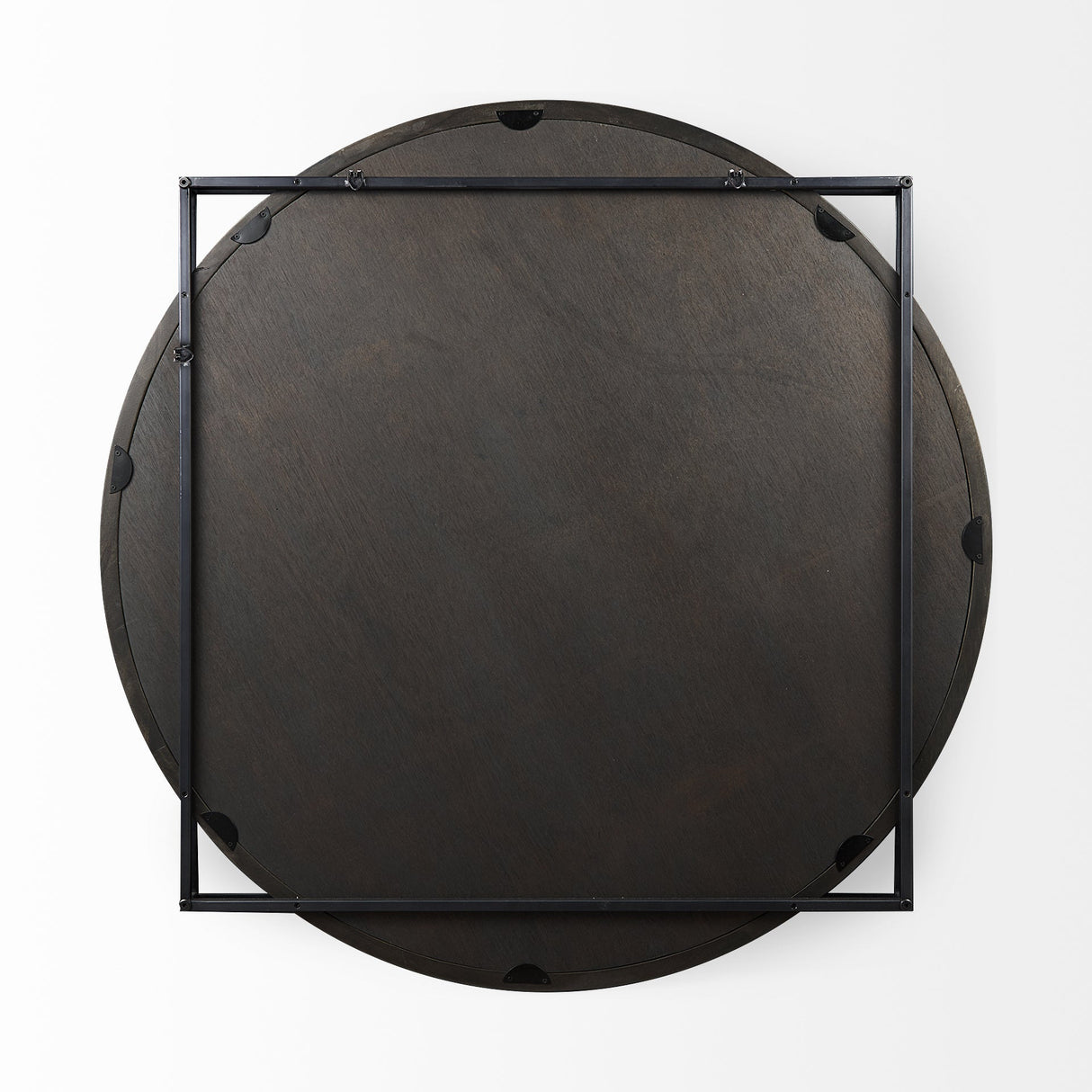 Norbert Round-Square Black Wood/Metal Frame Mirror by Mercana at Eve Furniture
