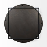 Norbert Round-Square Black Wood/Metal Frame Mirror by Mercana at Eve Furniture
