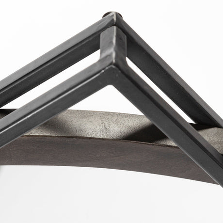 Norbert Round-Square Black Wood/Metal Frame Mirror by Mercana at Eve Furniture