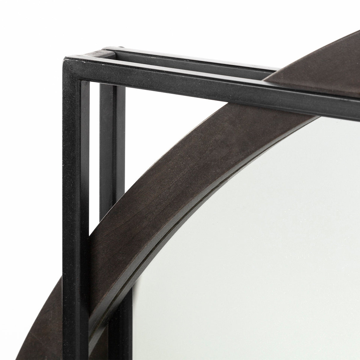 Norbert Round-Square Black Wood/Metal Frame Mirror by Mercana at Eve Furniture
