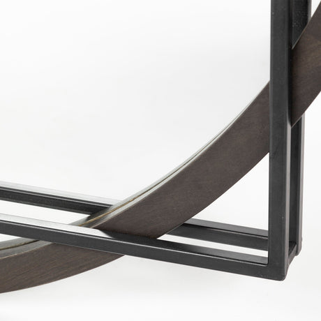 Norbert Round-Square Black Wood/Metal Frame Mirror by Mercana at Eve Furniture