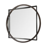 Norbert Round-Square Black Wood/Metal Frame Mirror by Mercana at Eve Furniture