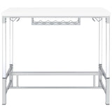 Norcrest Pub Height Bar Table with Acrylic Legs and Wine Storage White High Gloss