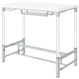 Norcrest Pub Height Bar Table with Acrylic Legs and Wine Storage White High Gloss