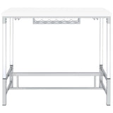 Norcrest Pub Height Bar Table with Acrylic Legs and Wine Storage White High Gloss