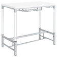 Norcrest White High Gloss Pub Height Bar Table with Acrylic Legs and Wine Storage by Coaster at Eve Furniture