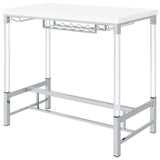 Norcrest White High Gloss Pub Height Bar Table with Acrylic Legs and Wine Storage by Coaster at Eve Furniture