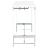 Norcrest White High Gloss Pub Height Bar Table with Acrylic Legs and Wine Storage by Coaster at Eve Furniture