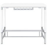 Norcrest White High Gloss Pub Height Bar Table with Acrylic Legs and Wine Storage by Coaster at Eve Furniture