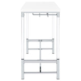 Norcrest White High Gloss Pub Height Bar Table with Acrylic Legs and Wine Storage by Coaster at Eve Furniture