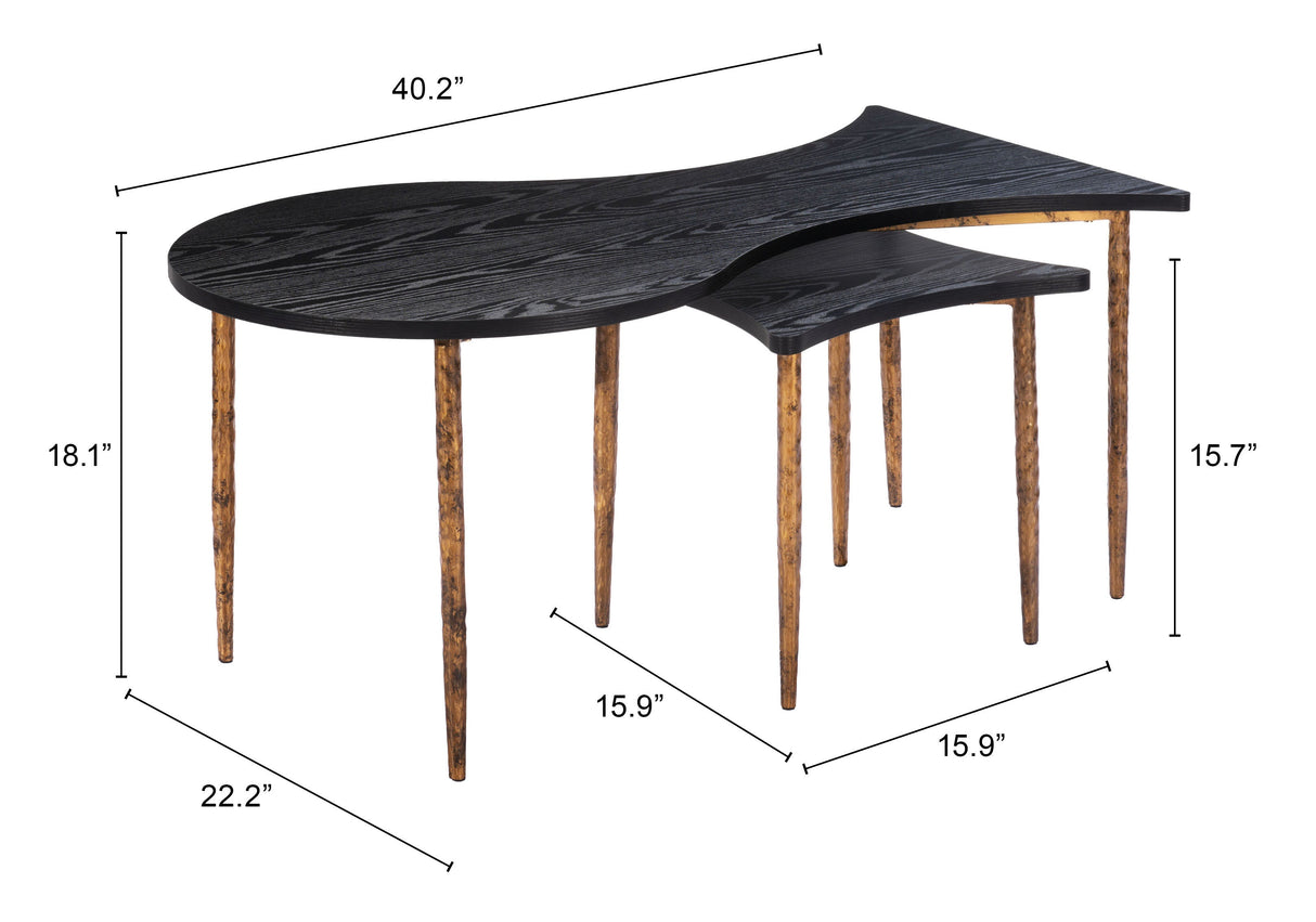 Norden Black & Bronze Coffee Table Set (2-Piece) by Zuomod at Eve Furniture