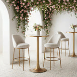Nordhavn Beige & Gold Swivel Barstool by Zuomod at Eve Furniture