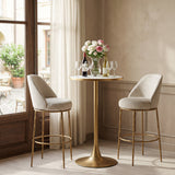 Nordhavn Beige & Gold Swivel Barstool by Zuomod at Eve Furniture