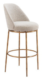 Nordhavn Beige & Gold Swivel Barstool by Zuomod at Eve Furniture