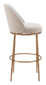 Nordhavn Beige & Gold Swivel Barstool by Zuomod at Eve Furniture