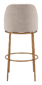 Nordhavn Beige & Gold Swivel Barstool by Zuomod at Eve Furniture