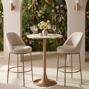 Nordhavn Beige & Gold Swivel Barstool by Zuomod at Eve Furniture