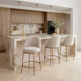 Nordhavn Beige & Gold Swivel Counter Stool by Zuomod at Eve Furniture