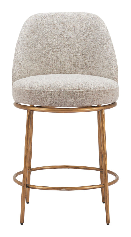 Nordhavn Beige & Gold Swivel Counter Stool by Zuomod at Eve Furniture