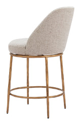 Nordhavn Beige & Gold Swivel Counter Stool by Zuomod at Eve Furniture
