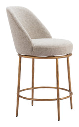 Nordhavn Beige & Gold Swivel Counter Stool by Zuomod at Eve Furniture