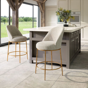 Nordhavn Beige & Gold Swivel Counter Stool by Zuomod at Eve Furniture