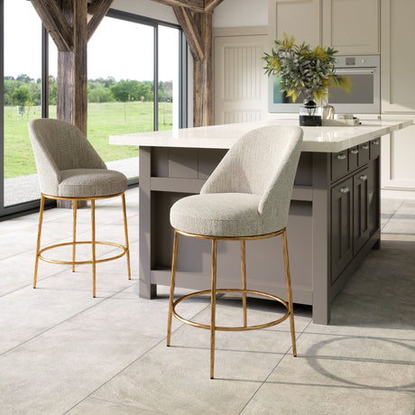 Nordhavn Beige & Gold Swivel Counter Stool by Zuomod at Eve Furniture