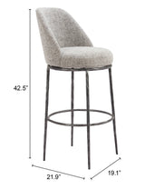 Nordhavn Gray Swivel Barstool by Zuomod at Eve Furniture