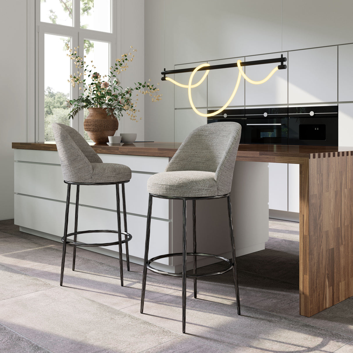 Nordhavn Gray Swivel Barstool by Zuomod at Eve Furniture