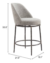 Nordhavn Gray Swivel Counter Stool by Zuomod at Eve Furniture