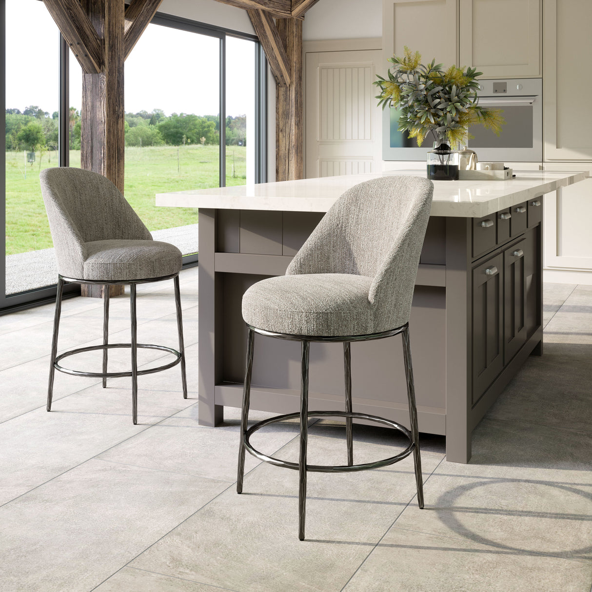 Nordhavn Gray Swivel Counter Stool by Zuomod at Eve Furniture