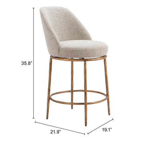 Nordhavn Swivel Counter Stool Beige & Gold by Zuomod at Eve Furniture