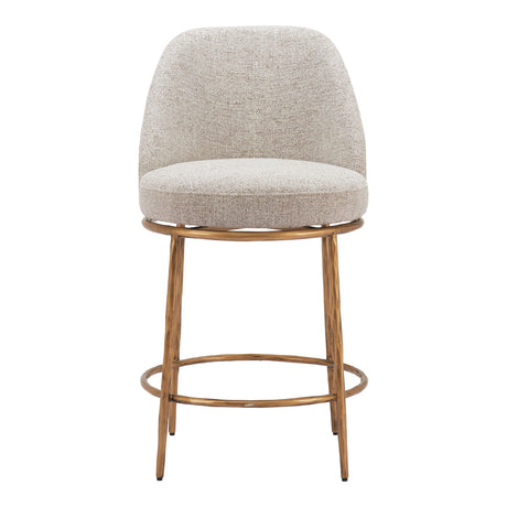 Nordhavn Swivel Counter Stool Beige & Gold by Zuomod at Eve Furniture