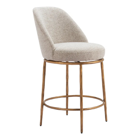 Nordhavn Swivel Counter Stool Beige & Gold by Zuomod at Eve Furniture