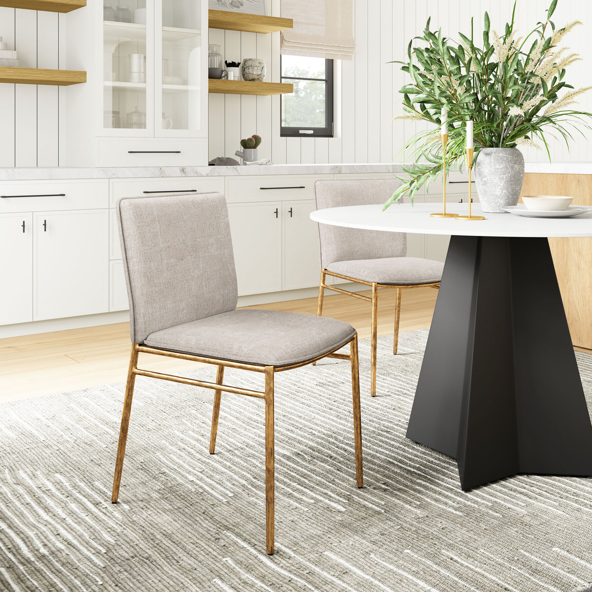 Nordvest Beige & Gold Dining Chair by Zuomod at Eve Furniture