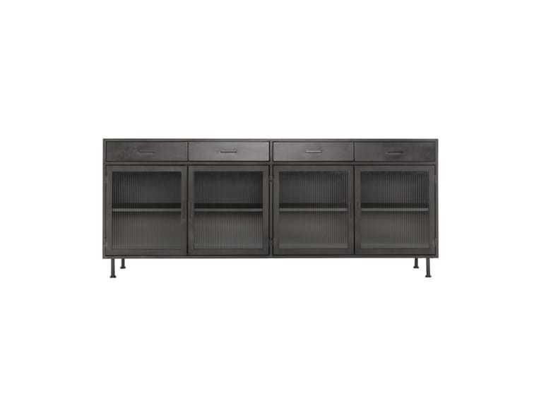 Nore Black Metal/Glass Cabinet (4 Doors) by Classic Home at Eve Furniture