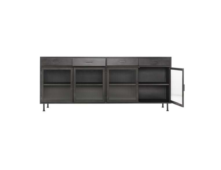 Nore Black Metal/Glass Cabinet (4 Doors) by Classic Home at Eve Furniture