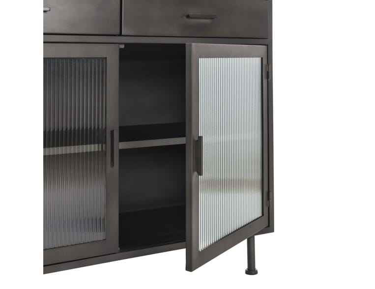 Nore Black Metal/Glass Cabinet (4 Doors) by Classic Home at Eve Furniture