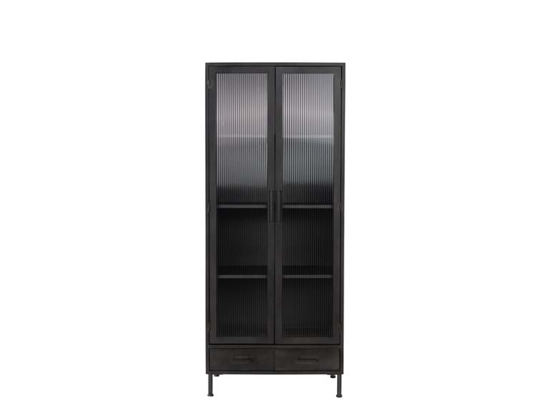 Nore Black Metal/Glass Tall Cabinet by Classic Home at Eve Furniture