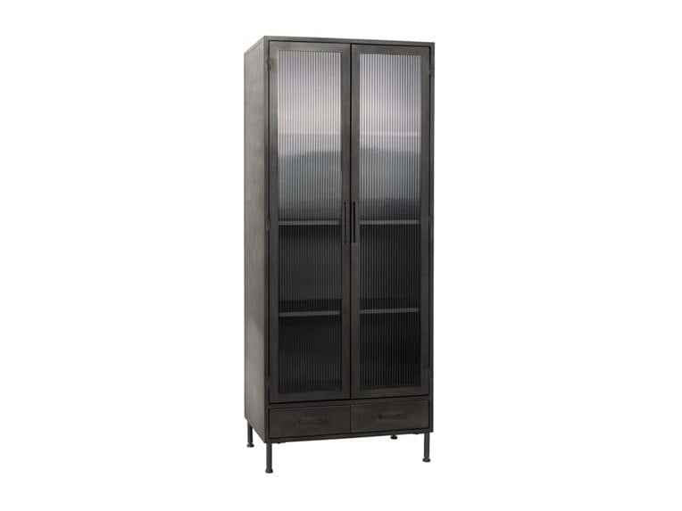 Nore Black Metal/Glass Tall Cabinet by Classic Home at Eve Furniture