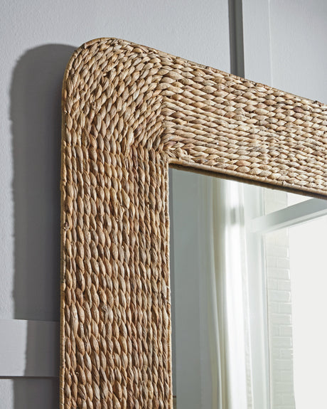 Norigan Natural Floor Mirror by Ashley at Eve Furniture