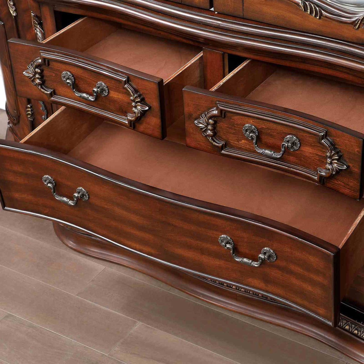Normandy Brown Cherry Hutch & Buffet by Furniture of America at Eve Furniture