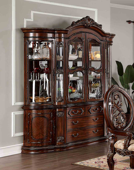 Normandy Brown Cherry Hutch & Buffet by Furniture of America at Eve Furniture