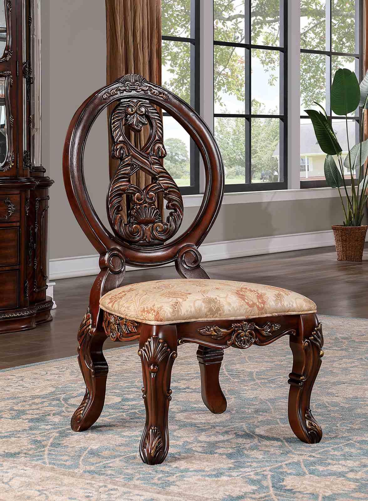 Normandy Brown Cherry 7-Piece Dining Room Set by Furniture of America at Eve Furniture