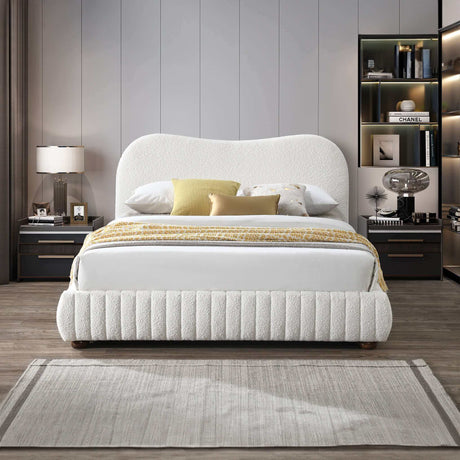 Norme Boucle Upholstered Queen Size Platform Bed In Cream by Ashcroft Furniture at Eve Furniture
